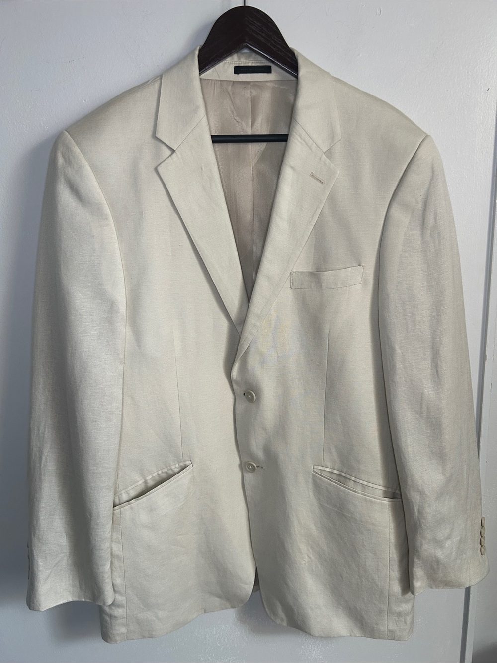 Andrew Fezza Buchanan Cream Linen-Blend Sporty Summer Style Blazer
